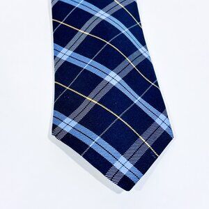 HEMLEY Blue Plaid Silk Tie | Classic Business & Office Style *